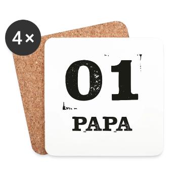 Timbre vintage Papa 01 - Dessous de verre (lot de 4) - blanc - Devant