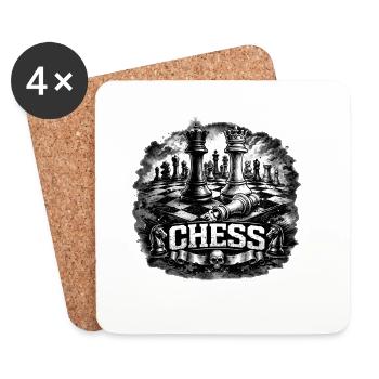 Chess Power – König & Dame im Kampf - Untersetzer (4er-Set) - Weiß - Vorne