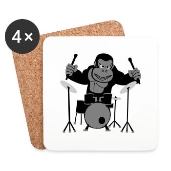 Gorilla Drummer - Dessous de verre (lot de 4) - blanc - Devant