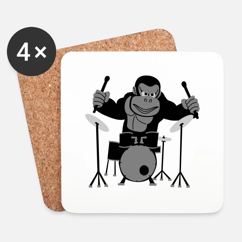 Gorilla Drummer - Untersetzer (4er-Set) - Weiß