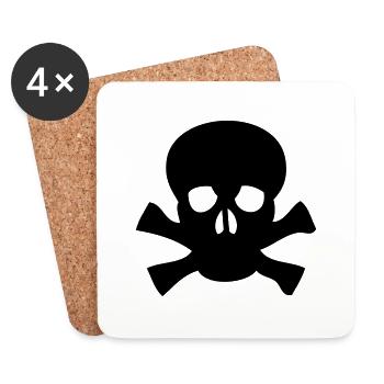 Skull, Totenkopf, Schädel, Gift - Untersetzer (4er-Set) - Weiß - Vorne