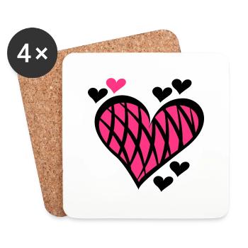 Crossed Heart Details - Coasters (set of 4) - white - Front