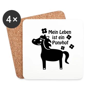 La vie est poney / cheval poney - Dessous de verre (lot de 4) - blanc - Devant