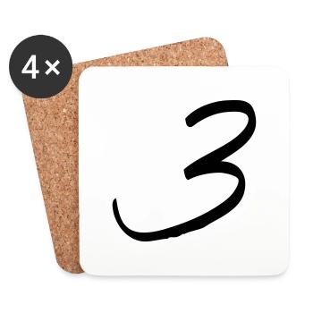 zahl_dani_3 - Untersetzer (4er-Set) - Weiß - Vorne