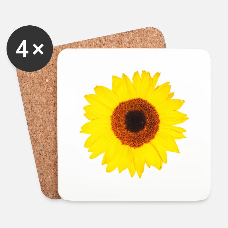 Sonnenblume - Untersetzer (4er-Set) - Weiß