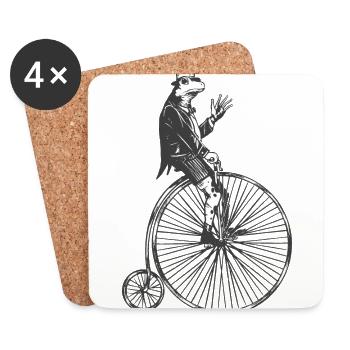 Gentleman Frog on High Wheel - Coasters (set of 4) - white - Front