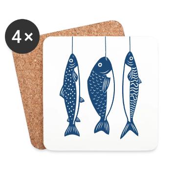 Fish on the hook - Coasters (set of 4) - white - Front