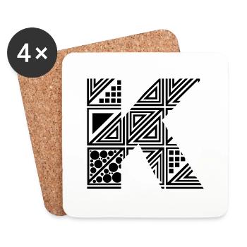 Buchstabe K - Untersetzer (4er-Set) - Weiß - Vorne