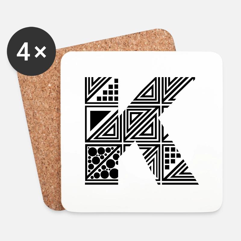 letter K - Coasters (set of 4) - white