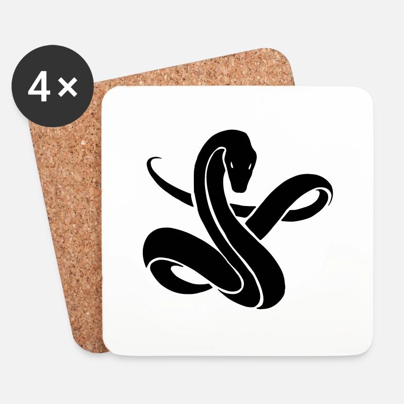 Snake - Untersetzer (4er-Set) - Weiß