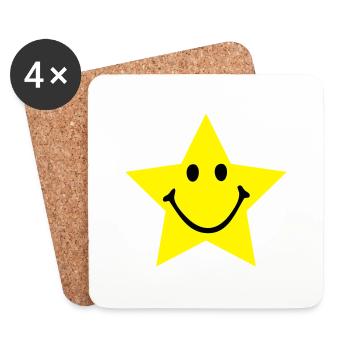 Stern - Smiley - Untersetzer (4er-Set) - Weiß - Vorne
