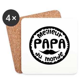 Meilleur papa du monde - Dessous de verre (lot de 4) - blanc - Devant