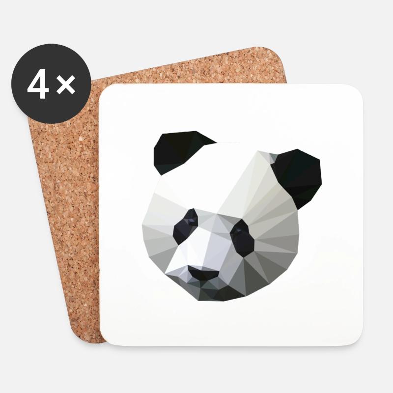 Polygon Panda - Untersetzer (4er-Set) - Weiß