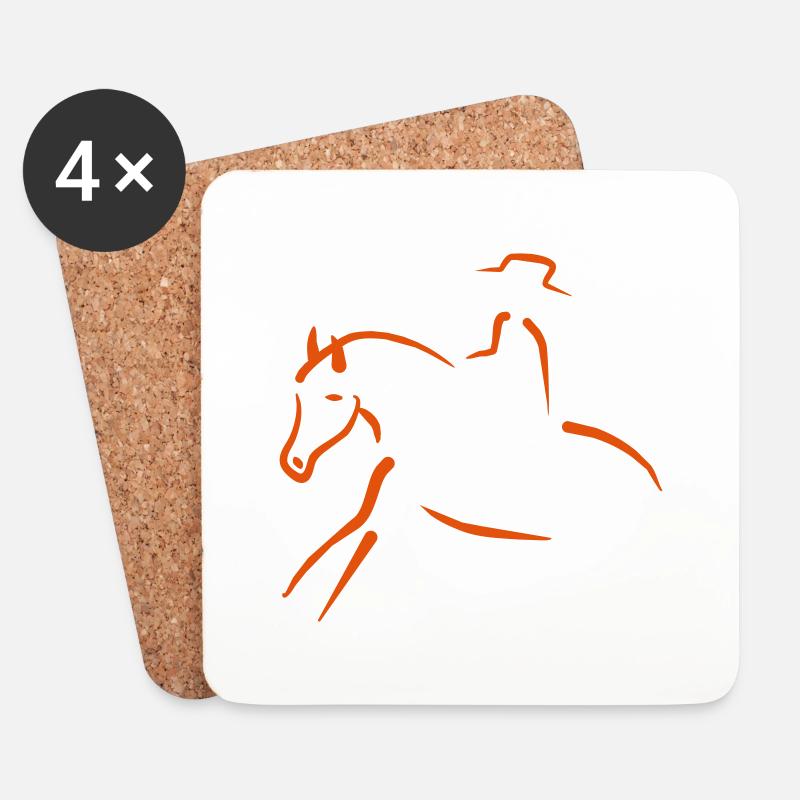 Westernpferd - Untersetzer (4er-Set) - Weiß