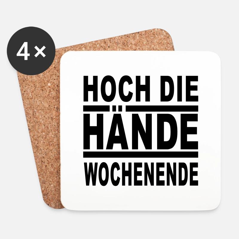 hoch die hände - Untersetzer (4er-Set) - Weiß