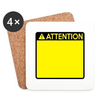 Attention Sign (2 colour) - Coasters (set of 4) - white - Front