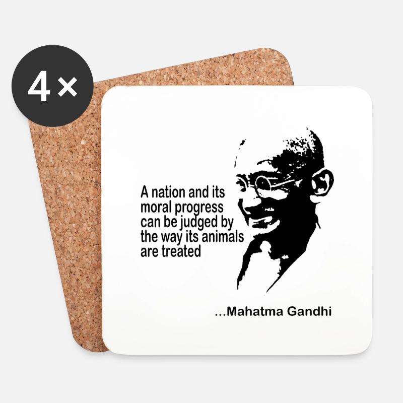 Gandhi Animal Rights - Untersetzer (4er-Set) - Weiß