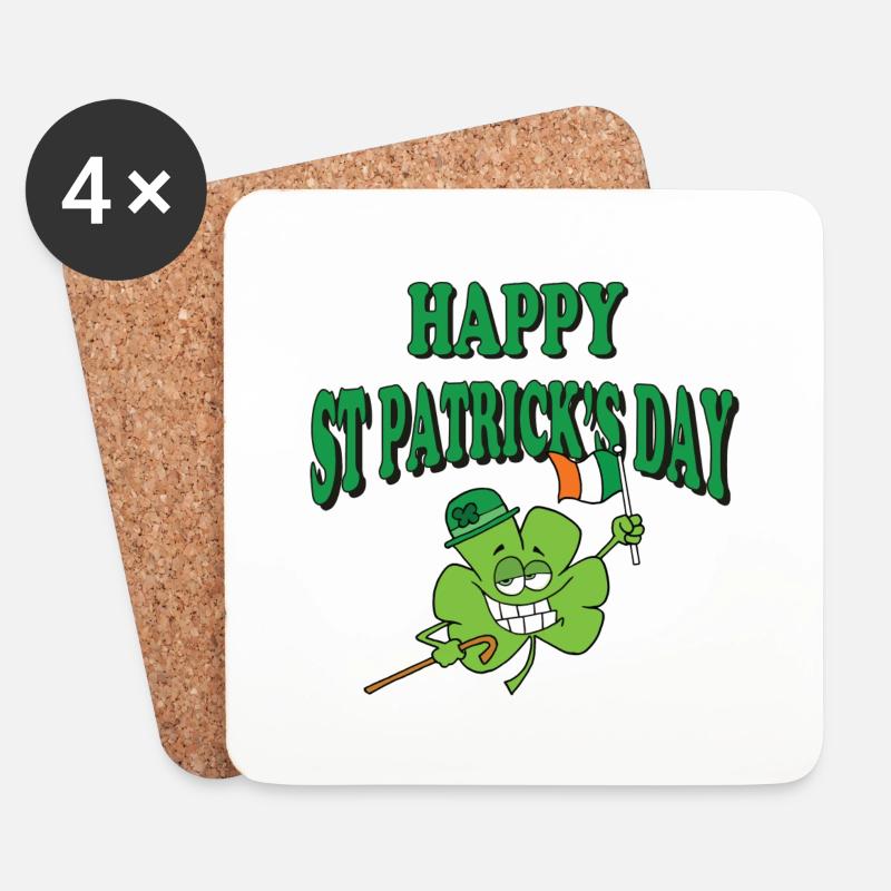 Joyeuse Saint Patrick - Dessous de verre (lot de 4) - blanc