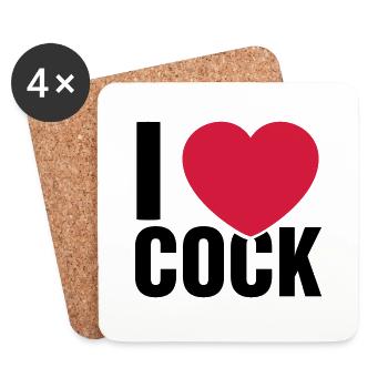 J'aime Cock - Dessous de verre (lot de 4) - blanc - Devant