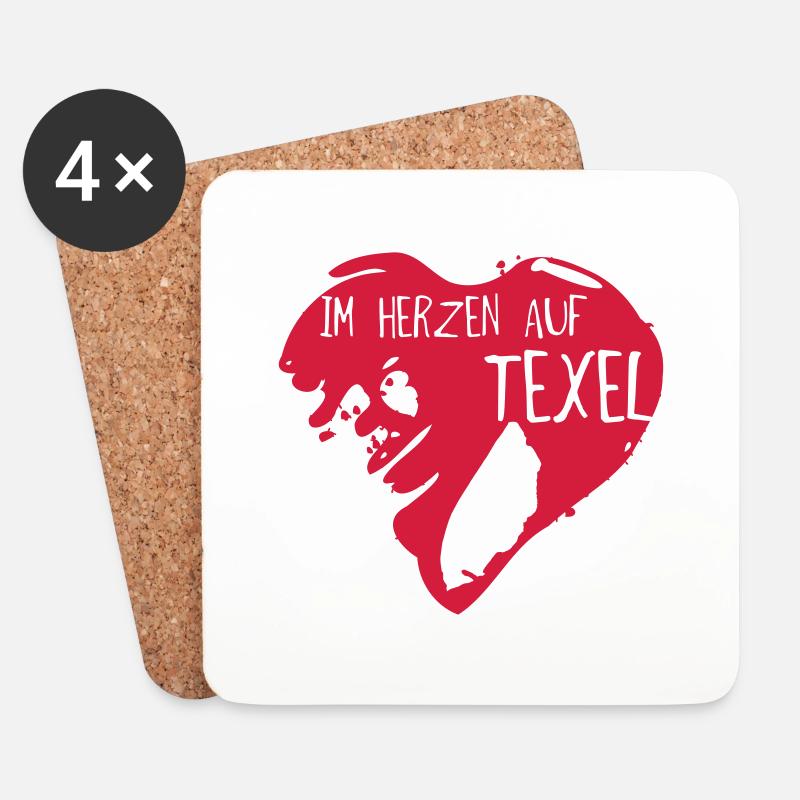 Im Herzen auf Texel - Untersetzer (4er-Set) - Weiß