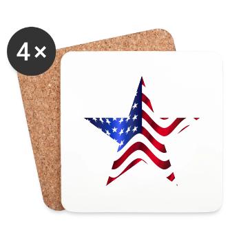 USA America flag stars and stripes star - Coasters (set of 4) - white - Front