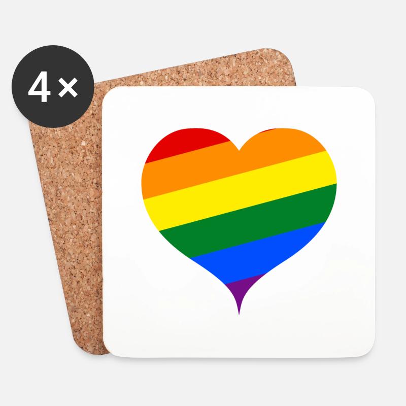 LGBT PRIDE Herz - Untersetzer (4er-Set) - Weiß