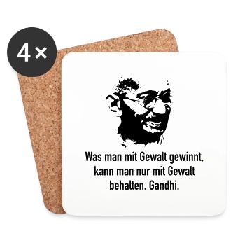 Gandhi: Was man mit Gewalt gewinnt, kann man nur - Untersetzer (4er-Set) - Weiß - Vorne