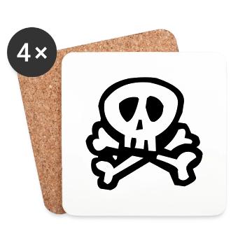 kids skull bones pirate - Coasters (set of 4) - white - Front