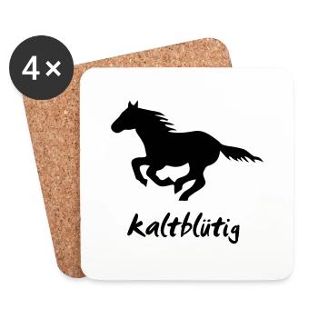 Horse Pony Horse wild horse rider rider - Coasters (set of 4) - white - Front