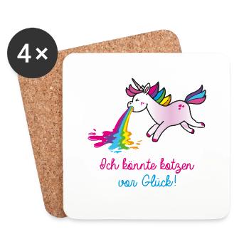 kotzen vor glück , einhorn, kotzendes einhorn, ein - Untersetzer (4er-Set) - Weiß - Vorne