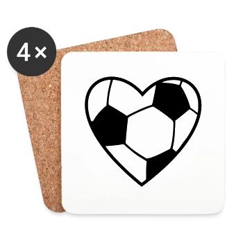 Fussball Herz 1c - Untersetzer (4er-Set) - Weiß - Vorne