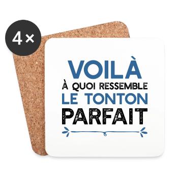 tonton parfait t-shirt cadeau tonton - Dessous de verre (lot de 4) - blanc - Devant
