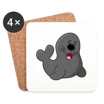 Seehund - Untersetzer (4er-Set) - Weiß - Vorne