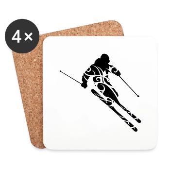 Skiing tribal - Dessous de verre (lot de 4) - blanc - Devant