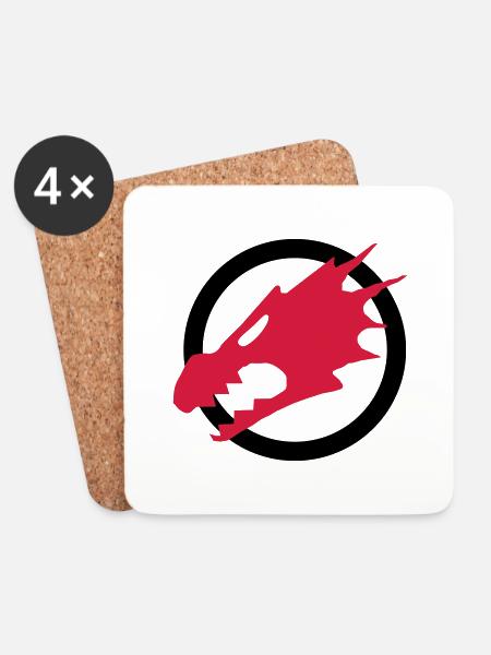 Fire Dragons - Coasters (set of 4) - white