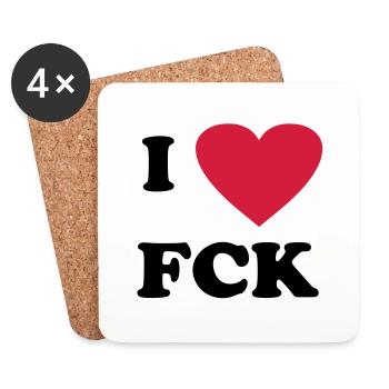 J'aime FCK - Dessous de verre (lot de 4) - blanc - Devant