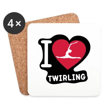 i love sports heart twirling baton3 - Coasters (set of 4) - white - Front
