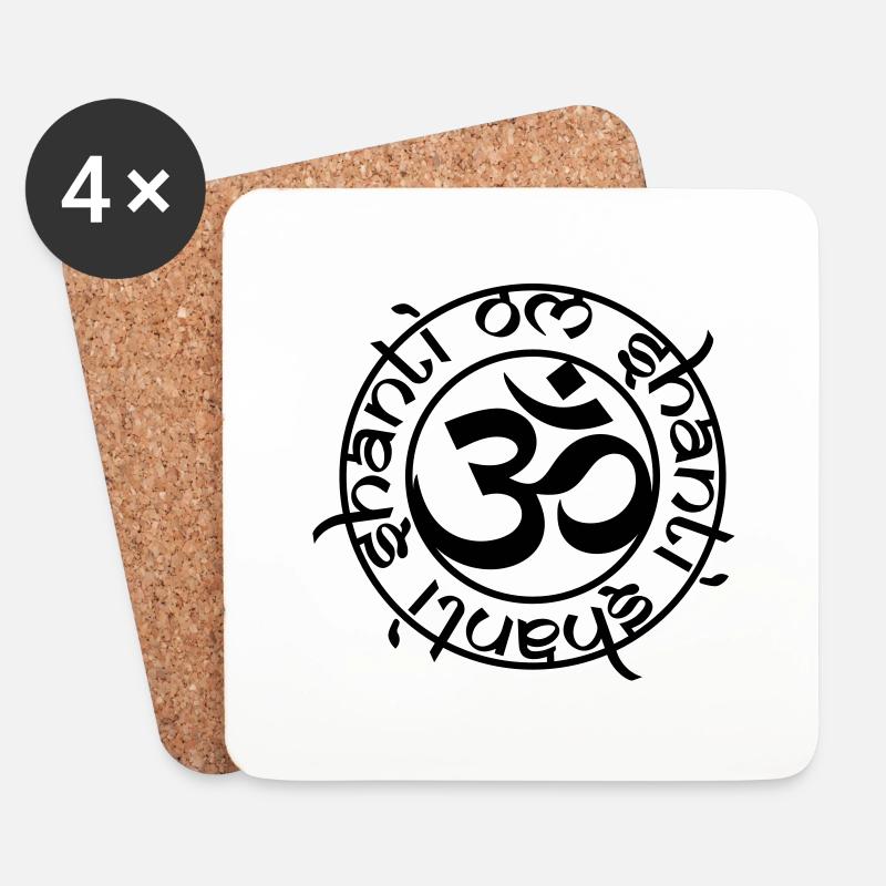 aum_om_shanti_15x15 - Untersetzer (4er-Set) - Weiß