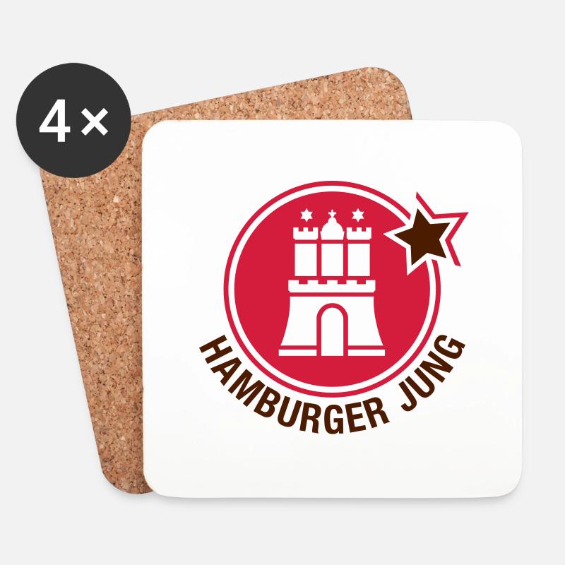 Hamburger Jung - Untersetzer (4er-Set) - Weiß