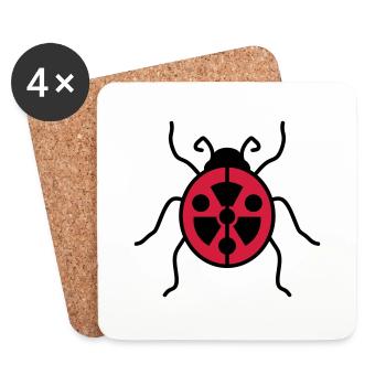 atom symbol radioactive danger danger warning hinwe - Coasters (set of 4) - white - Front