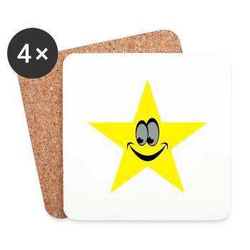 star smiley - Dessous de verre (lot de 4) - blanc - Devant