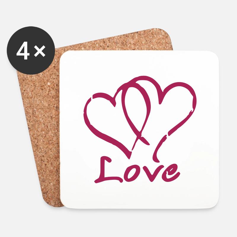 Love - Untersetzer (4er-Set) - Weiß