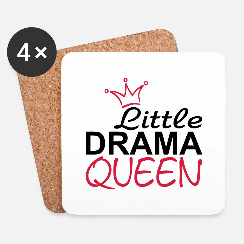LITTLE DRAMA QUEEN mit Krone - Untersetzer (4er-Set) - Weiß