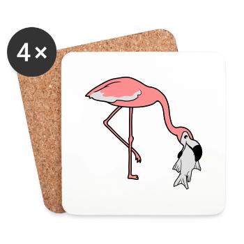 poisson froid faim manger délicieuse bouche sur la nourriture tr - Dessous de verre (lot de 4) - blanc - Devant