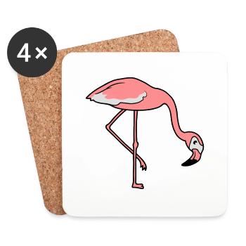 essen trinken beugen unten flamingo clipart comic - Untersetzer (4er-Set) - Weiß - Vorne