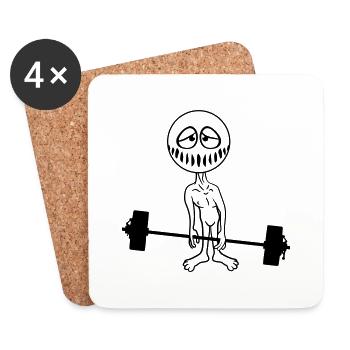 training weight lift bodybuilder fitness strong s - Coasters (set of 4) - white - Front