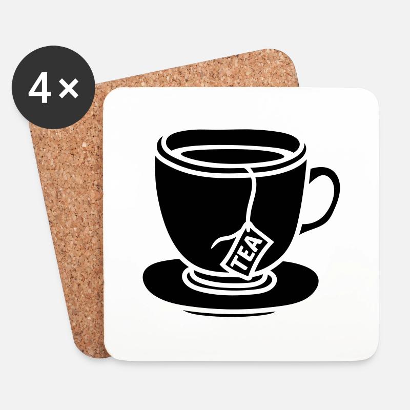 schwarz teebeutel glas tasse tee kanne kaffee trin - Untersetzer (4er-Set) - Weiß