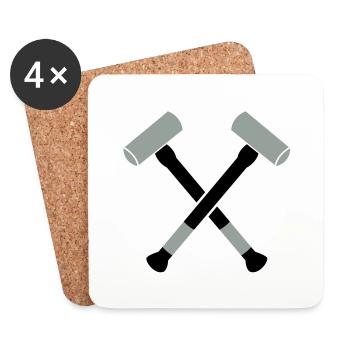 Doppelhammer Hammer gekreuzt - Untersetzer (4er-Set) - Weiß - Vorne
