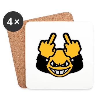 Stinkefinger Smiley (foutre, 3C) - Dessous de verre (lot de 4) - blanc - Devant