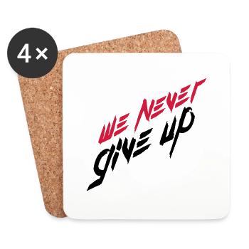 logo de coups de pinceau d'équipe, nous n'abandonnons jamais jamais - Dessous de verre (lot de 4) - blanc - Devant